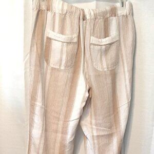 Per Se Linen Blend  Pull-On Drawstring Pants Size M